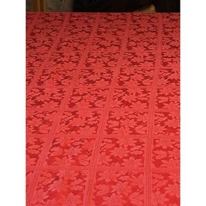 RED Rectangle Fabric Christmas Poinsettia‎ Tablecloth 54" X 114"